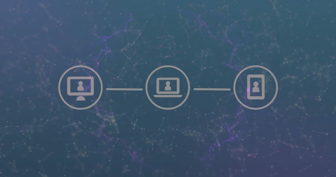 Digital Network Connectivity Icons with User Silhouettes in Cyberspace