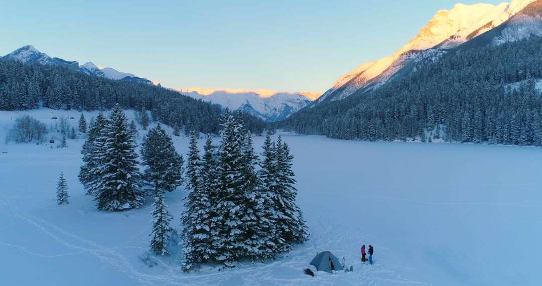 Camping in Snowy Mountain Wilderness at Sunset - Free Images, Stock Photos and Pictures on Pikwizard.com