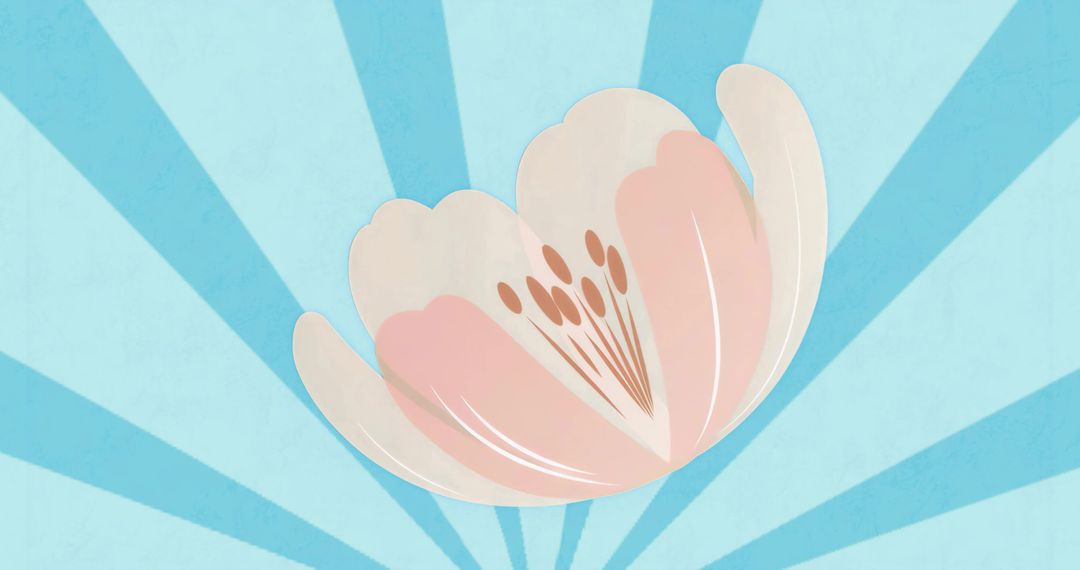 Floating Stylized Flower on Radiant Blue Backdrop