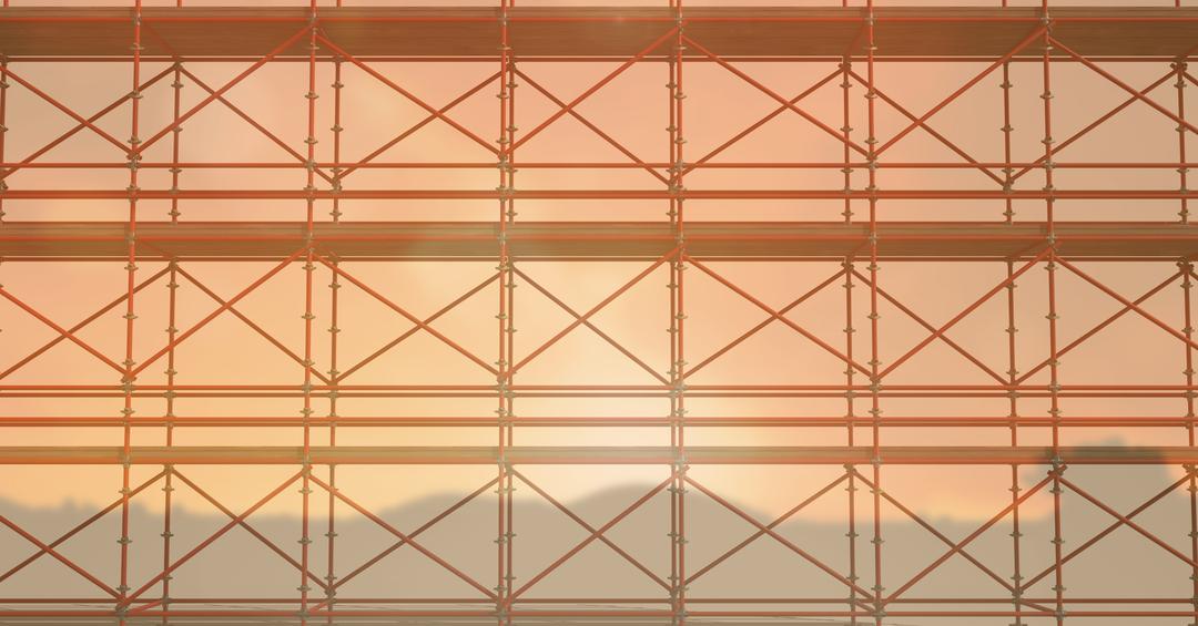 3D red scaffolding whit the sunset - Free Images, Stock Photos and Pictures on Pikwizard.com