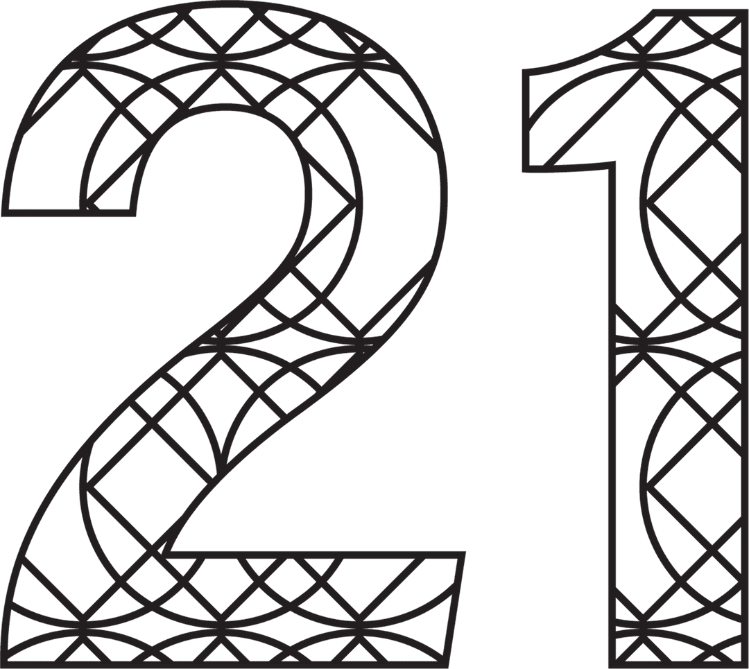 Black 21 Number on Transparent Background for Celebrations