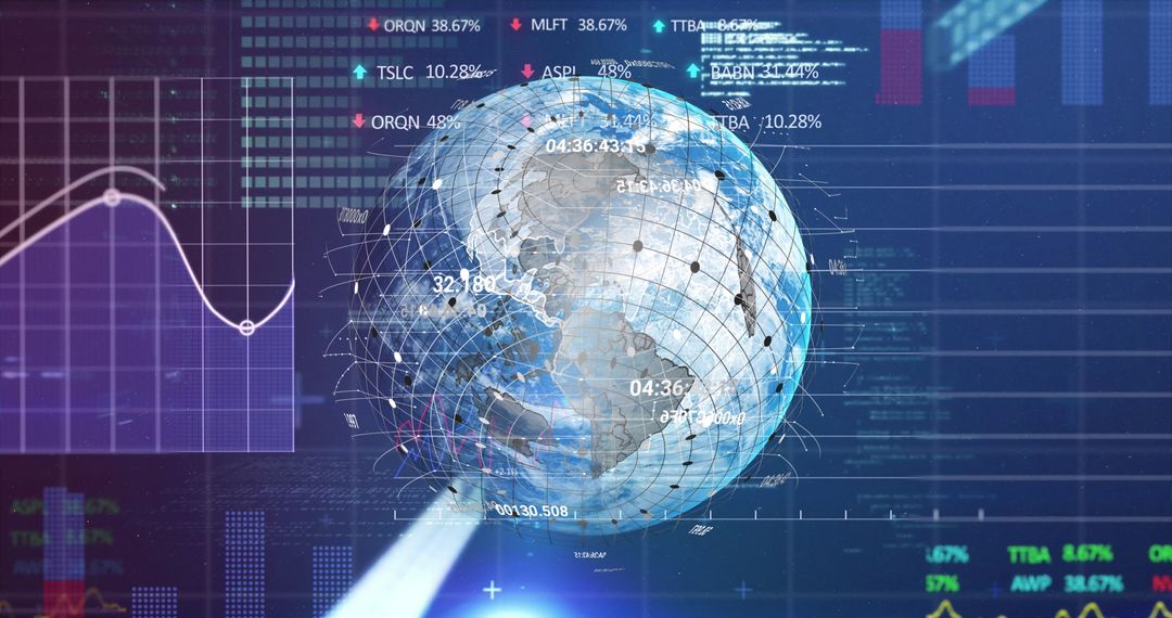 Digital Globe with Financial Data and Graphs Conceptualizing Global Economy