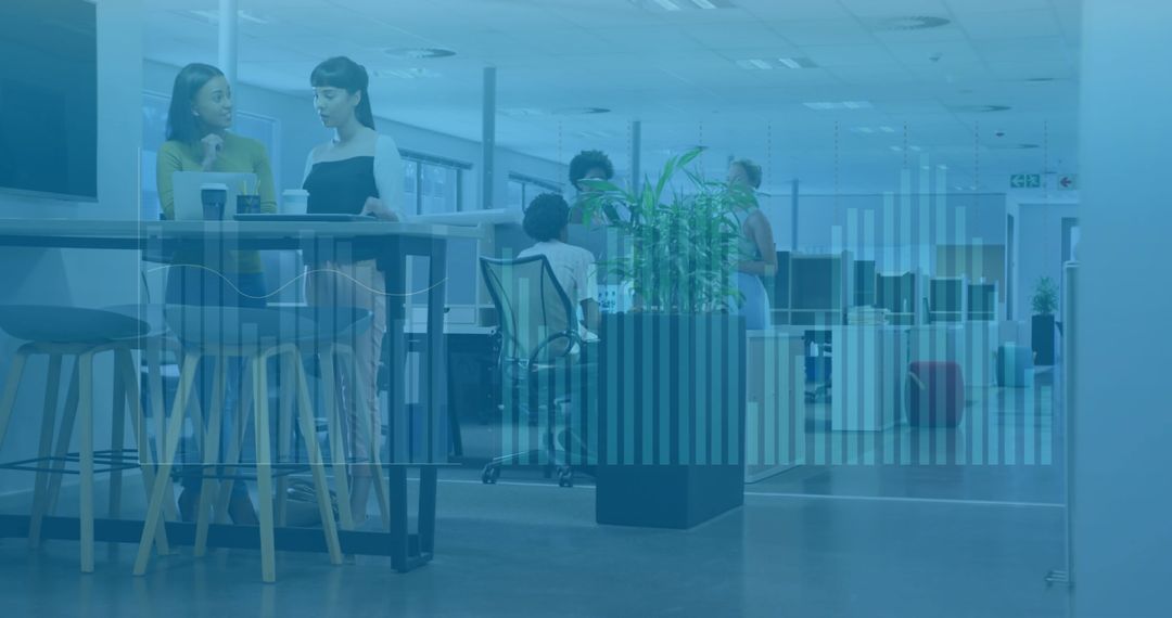 Diverse Team Engaged in Financial Data Analysis in Modern Workspace