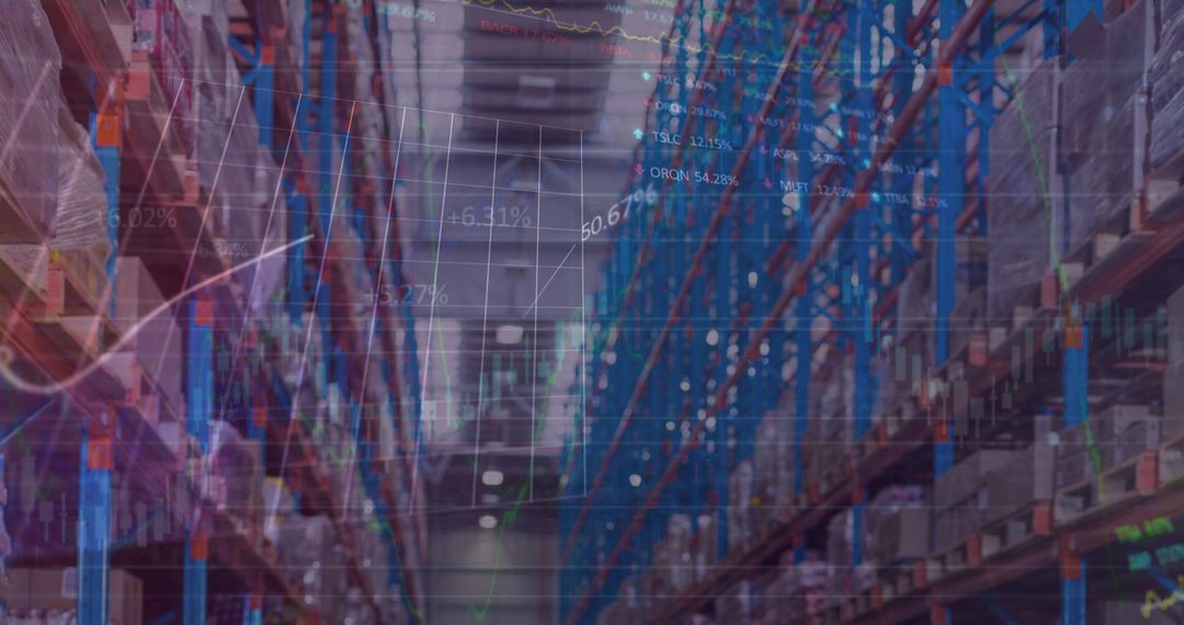 Digital Interface of Financial Data Overlay on Warehouse Racks
