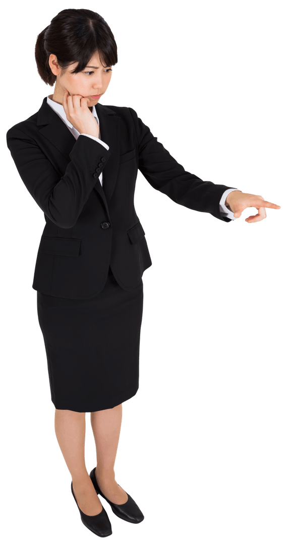 Transparent Asian Businesswoman Pointing for Virtual Interface