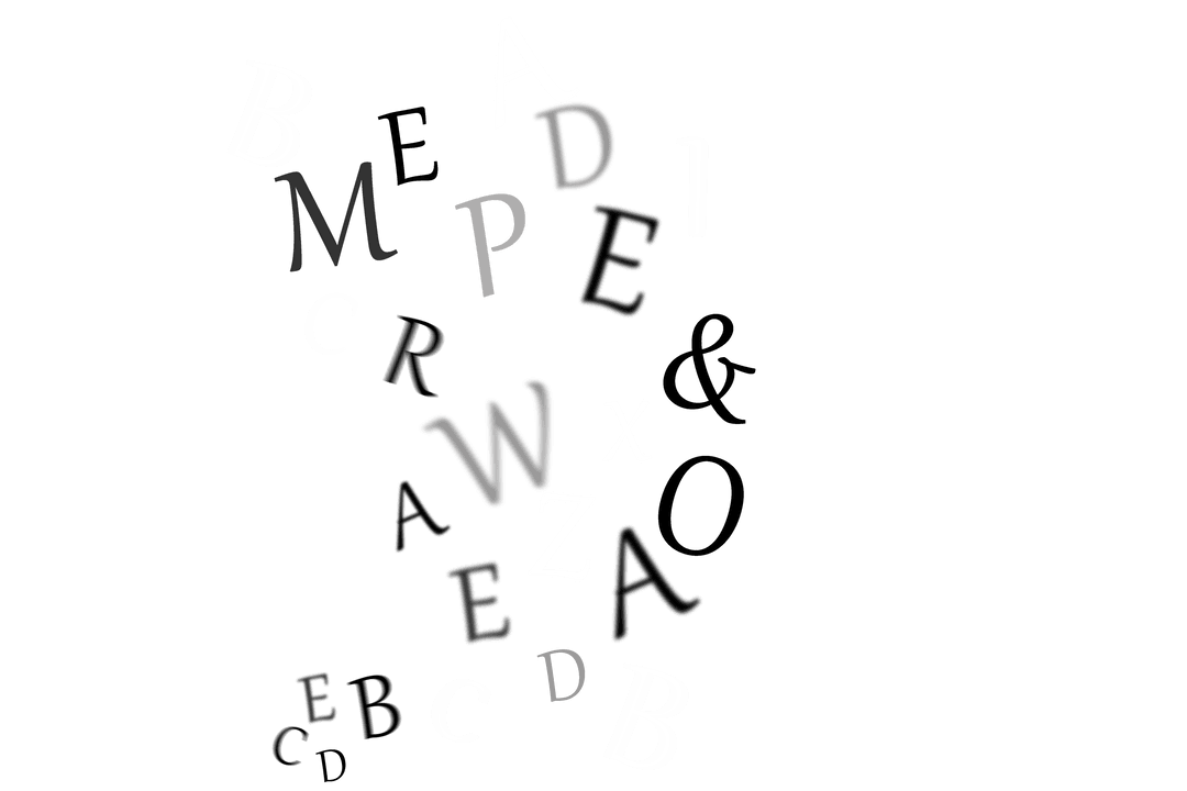 Floating Alphabet Letters on Transparent Background