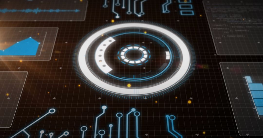 Futuristic Data Interface on Dark Background