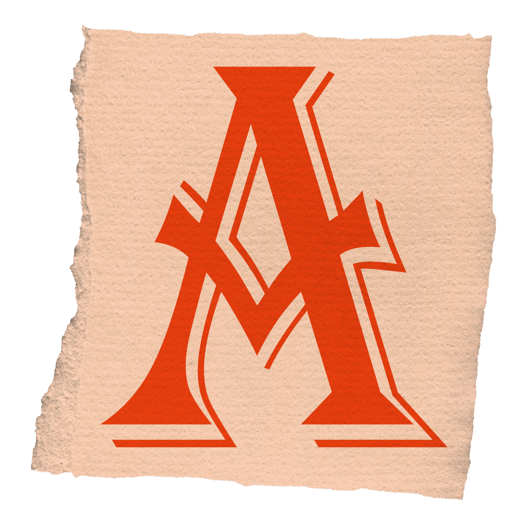 Stylized Orange Letter A on Transparent Torn Paper Design