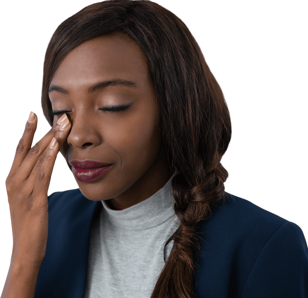 Transparent Background of Businesswoman Rubbing Tired Eyes