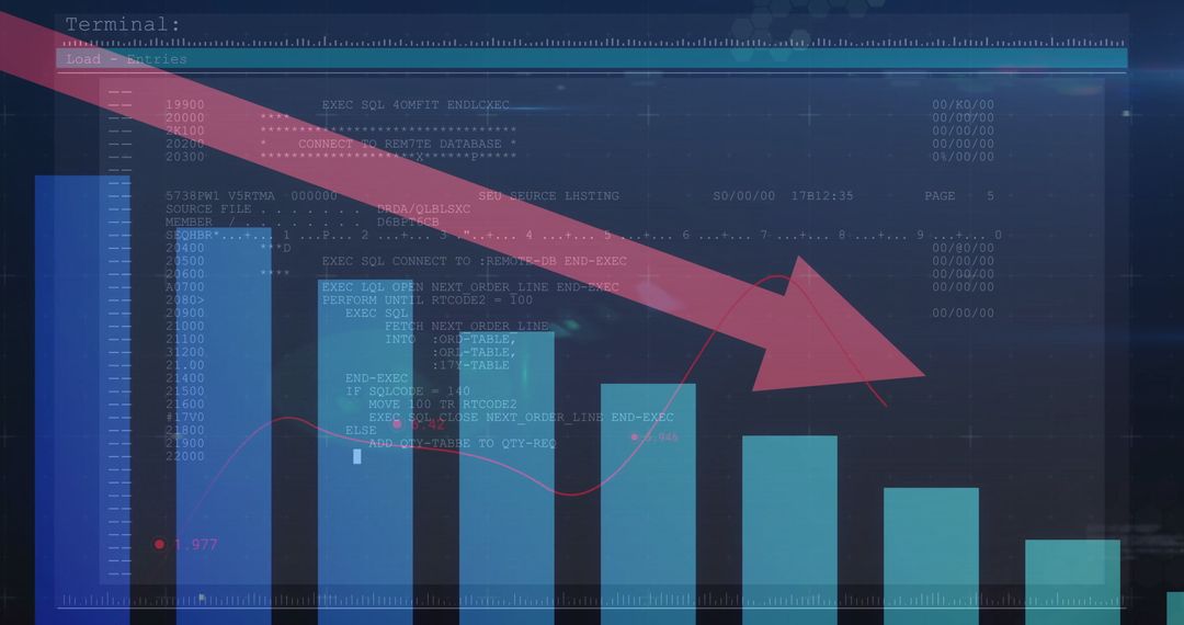 Red Arrow Indicating Decline in Data Analytics Dashboard