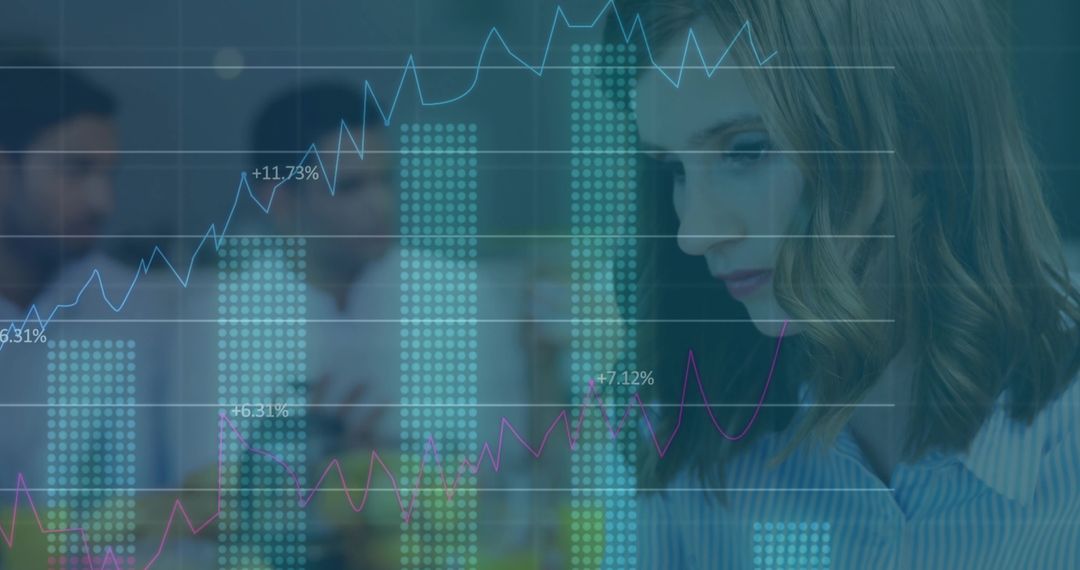 Business Analyst Reviewing Data Visualizations in Modern Office