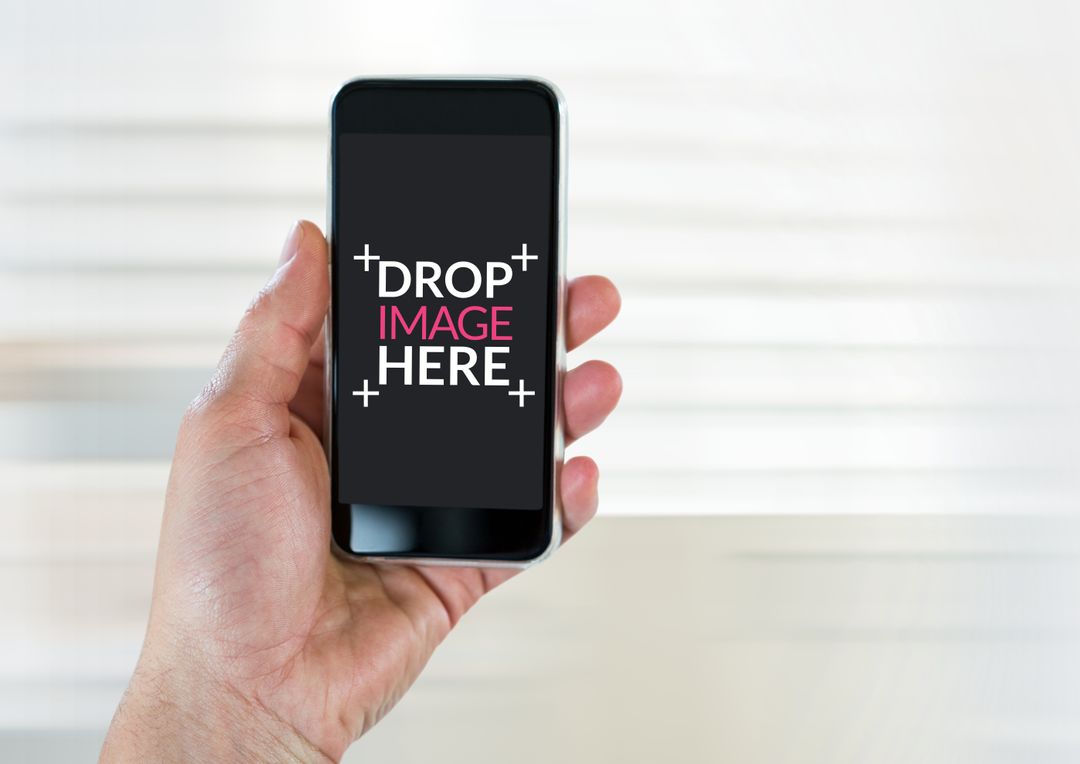 Hand Holding Smartphone with Customizable Screen Template