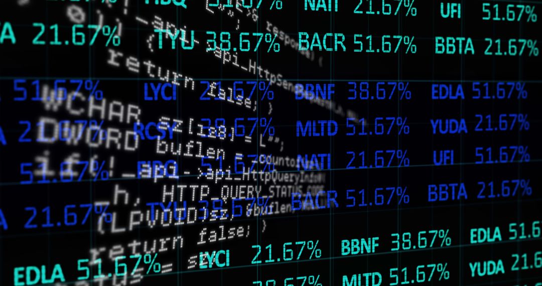 Digital Stock Market Display with Financial Data and Numbers