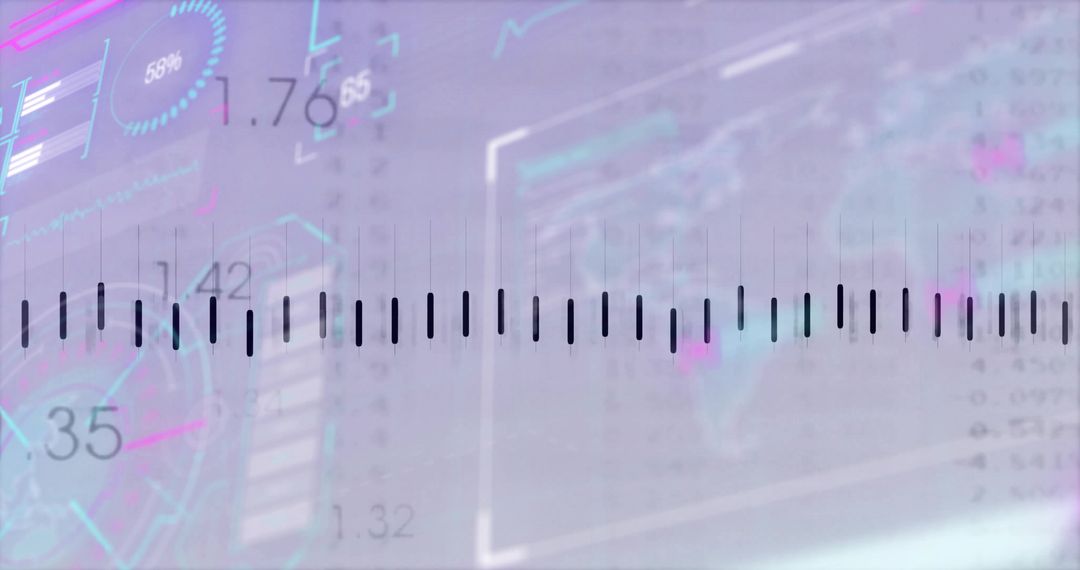 Futuristic Data Interface with Tick-Mark Scale and Charts
