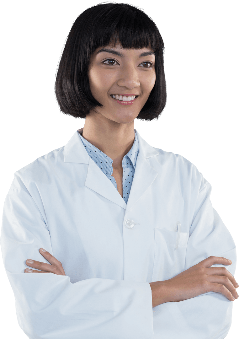 Confident Female Doctor Smiling with Transparent Background