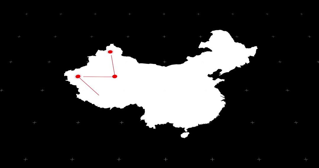 Digital Communication Network on China Map with Red Nodes