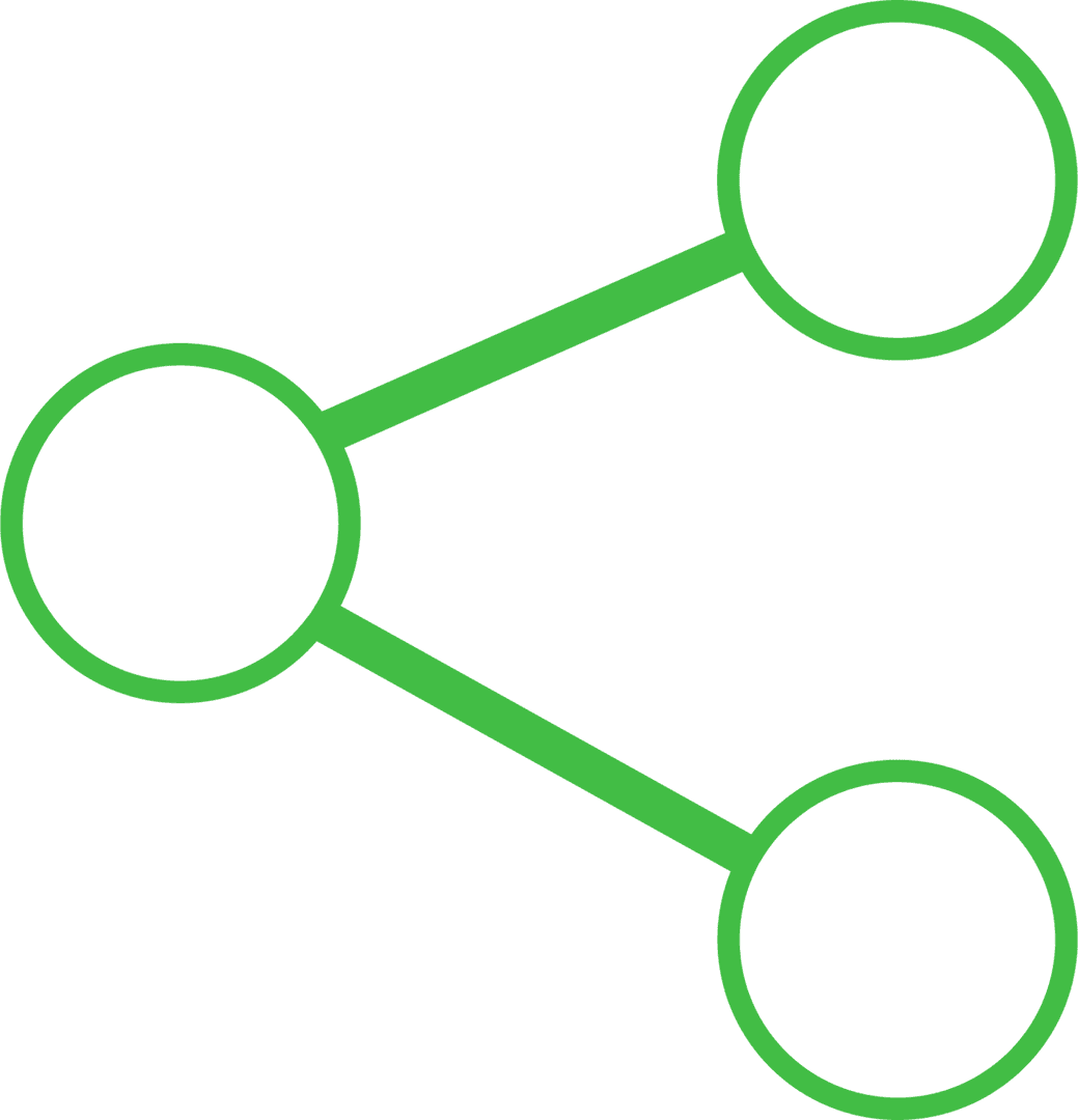 Green Connection Network Icon on Transparent Background