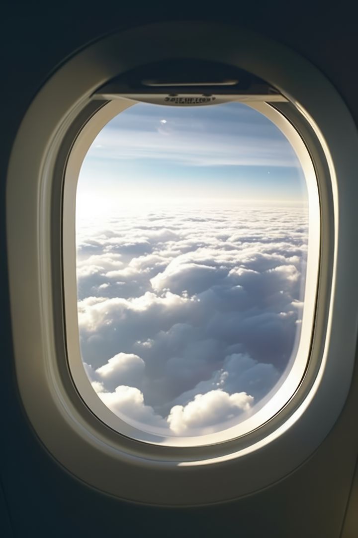 Beautiful View of Clouds and Blue Sky from Airplane Window - Free Images, Stock Photos and Pictures on Pikwizard.com