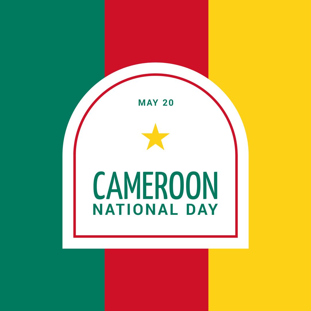 Cameroon National Day Celebration Design with Flag Colors