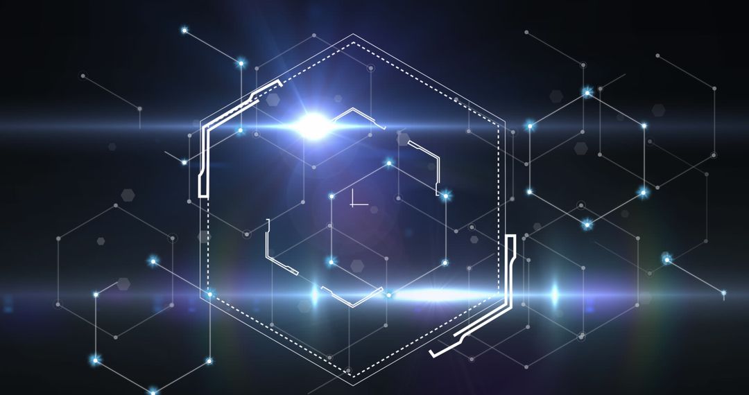 Futuristic Digital Network with Hexagon Sensors and Lights
