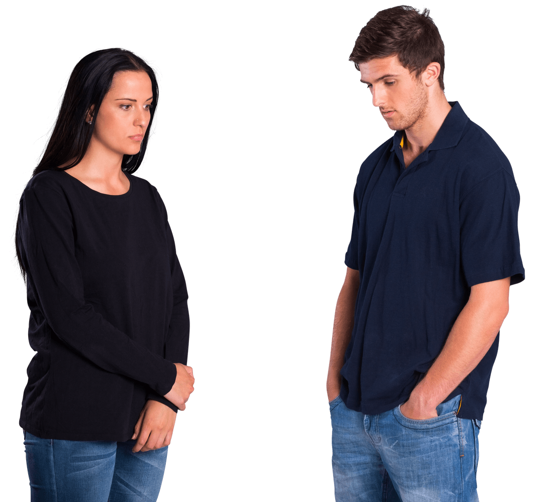 Couple Silent After Argument Standing Transparent Background