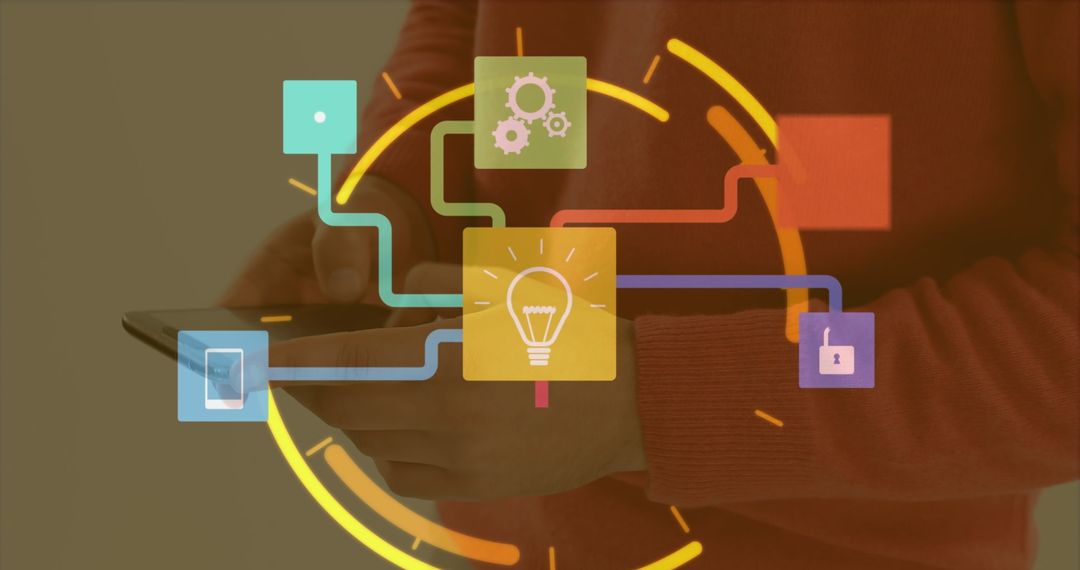 Digital Connections Concept with Icons Overlay Smartphone Use