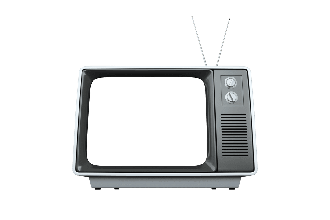 Vintage Retro TV Set with Transparent Background for Design Use
