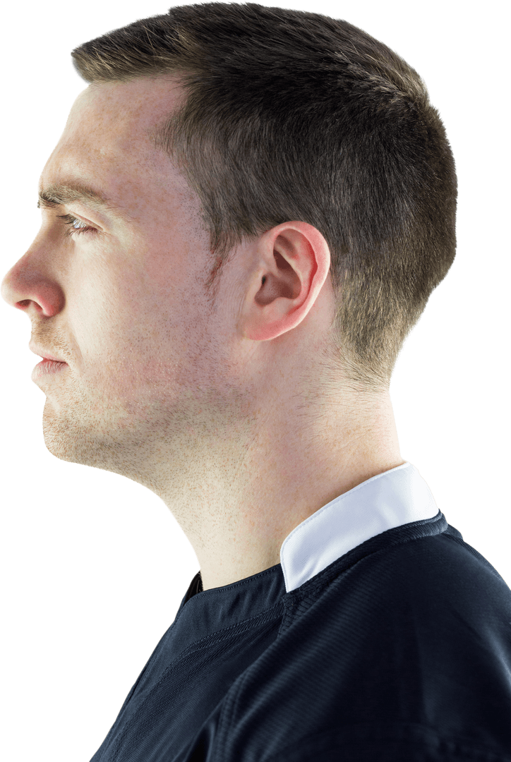 Transparent Profile View of Male Rugby Player on White Background