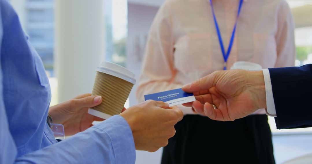 Business Introduction: Handshake and Name Card Exchange