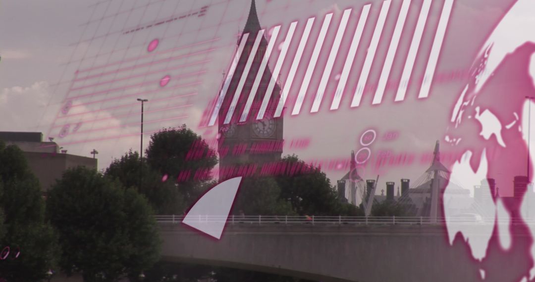 Futuristic Virtual Data Overlay on Cityscape