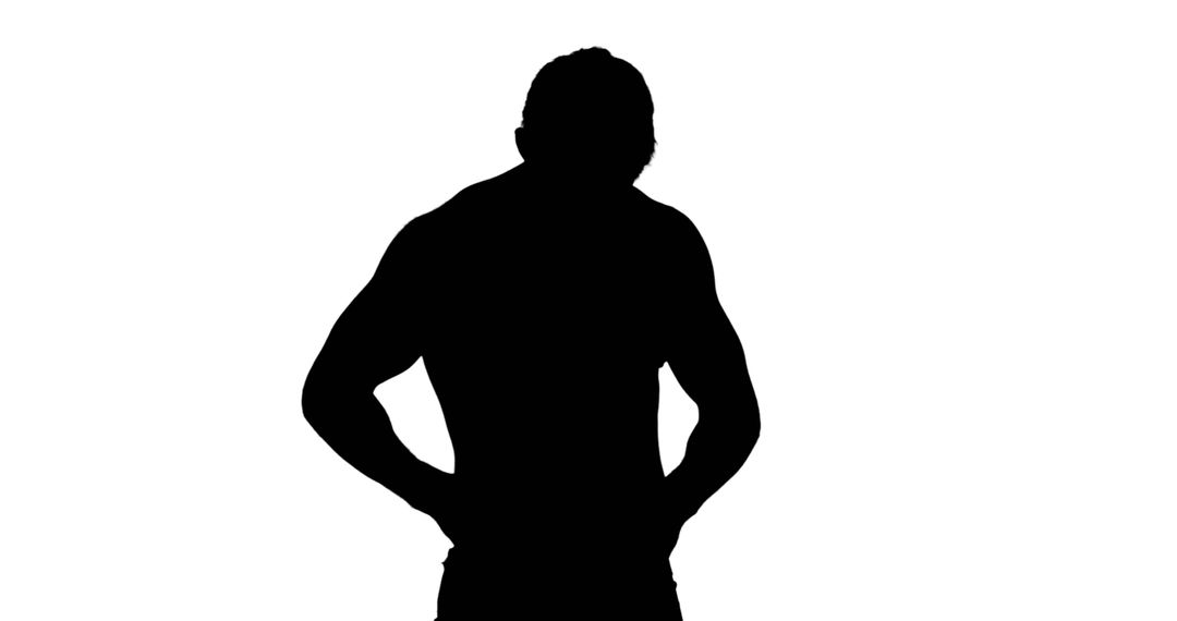 Silhouette of muscular man standing with hands on hips - Free Images, Stock Photos and Pictures on Pikwizard.com