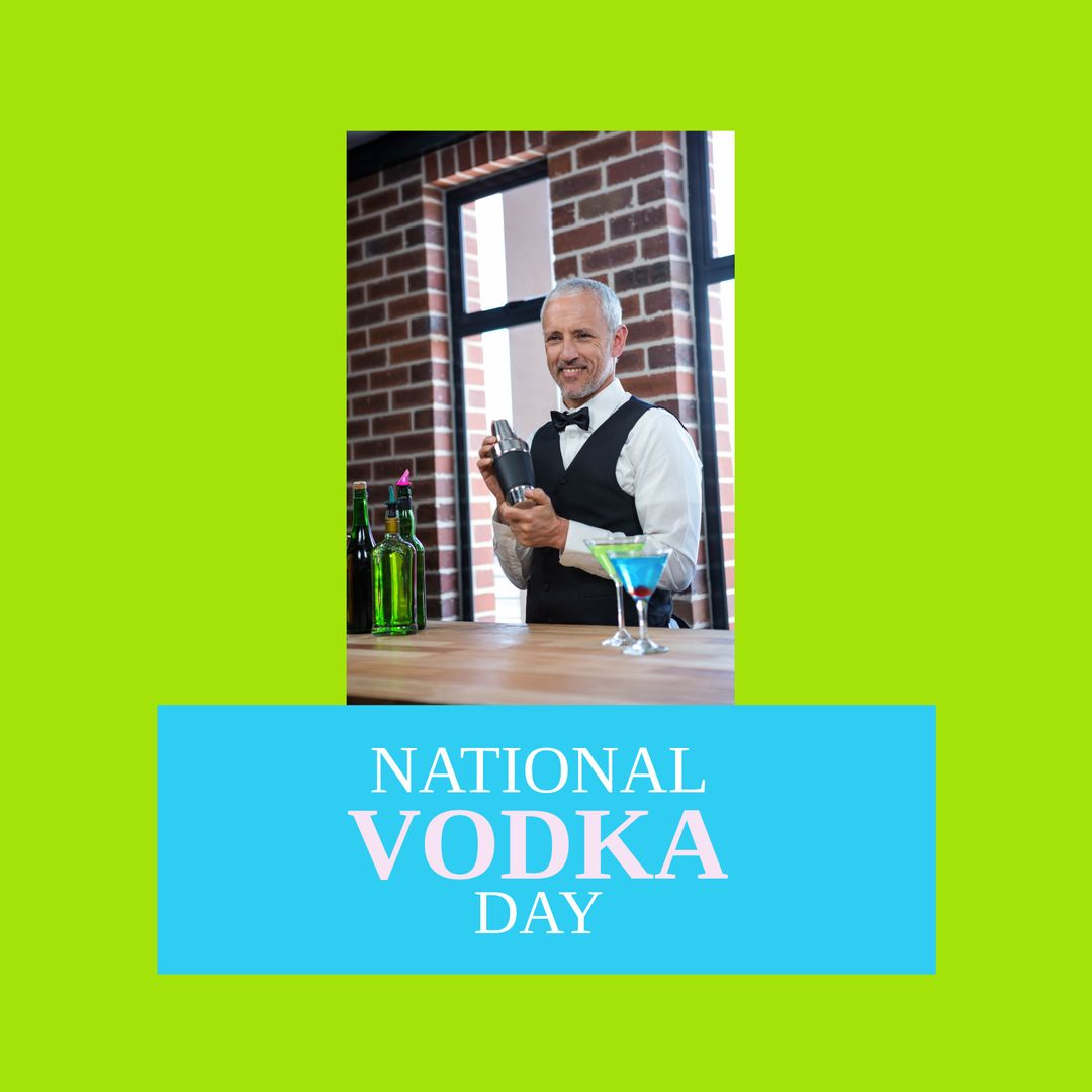 National Vodka Day Celebration with Happy Senior Barman - Download Free Stock Templates Pikwizard.com