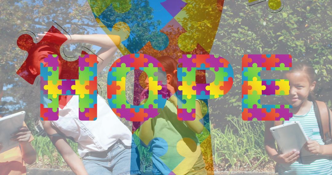 Colorful Puzzle Design Promoting Autism Awareness and Hope