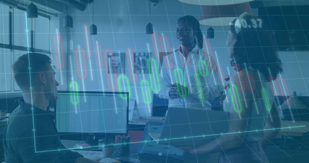 Professional Team Analyzing Financial Charts with Modern Technology