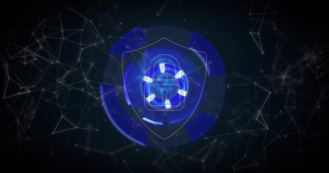 Digital Padlock on Shield Symbol for Cybersecurity Protection