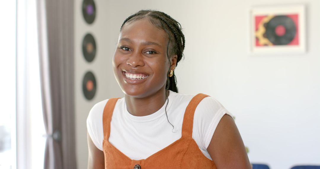 Young African American Woman Smiling Casually Indoors