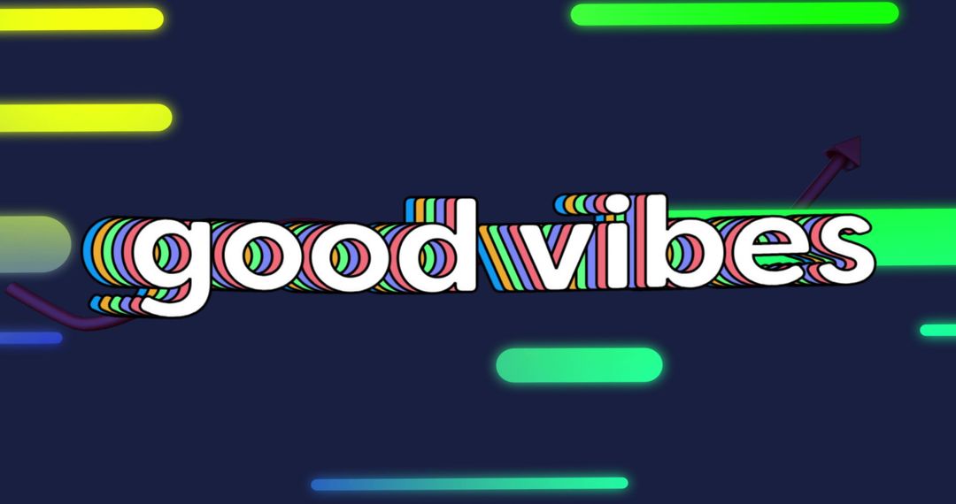 Good Vibes Typography with Dynamic Colorful Lines on Dark Background