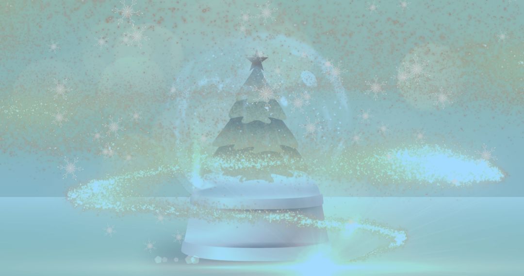 Magical Snow Globe with Christmas Tree Inside and Shooting Star - Free Images, Stock Photos and Pictures on Pikwizard.com