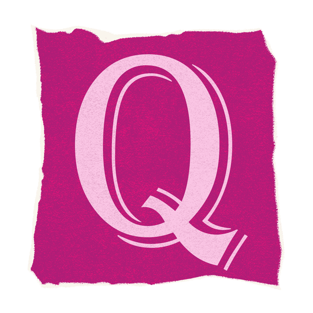 Flat Design Uppercase Q on Magenta Square Transparent