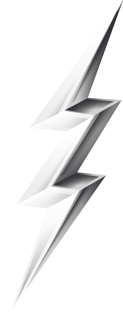 3D Origami Lightning Bolt with Sharp Facets on Transparent Background