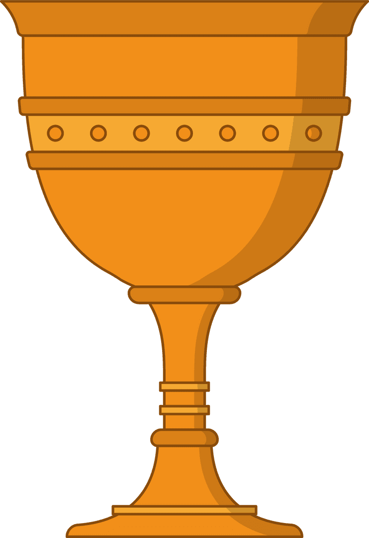 Golden Trophy Cup on Transparent Background, Flat Design Achievement