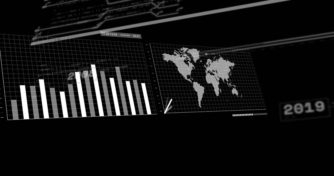 Digital Interface with Data Visualizations on Technology Background