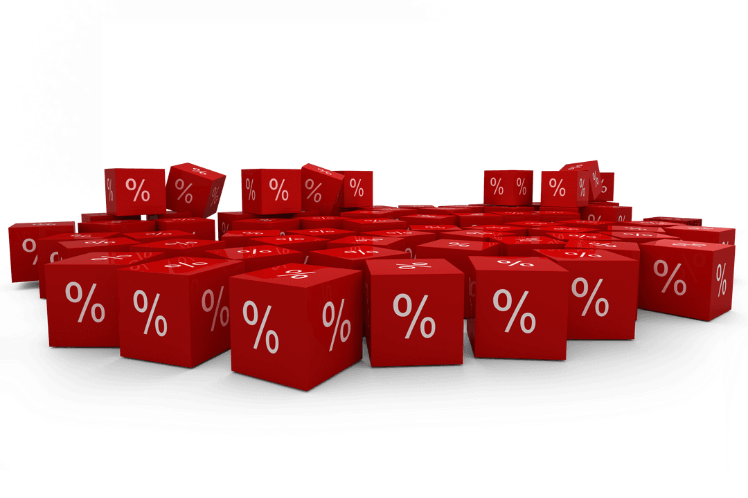 Transparent Red Percent Sign Blocks Isolated Background