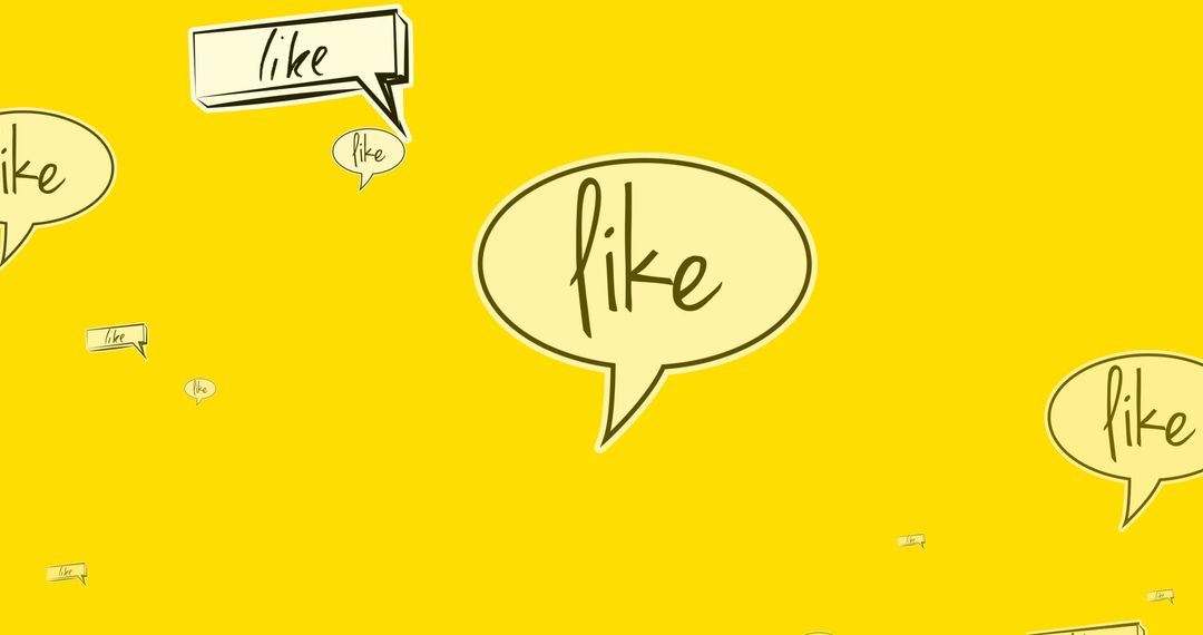 Retro Speech Bubbles with 'Like' Text on Yellow Background