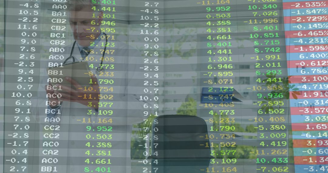 Healthcare Professional Analyzing Financial Data in Office