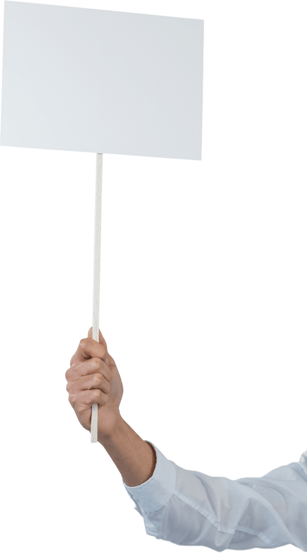 Transparent Hand Holding Blank Placard for Protests and Events