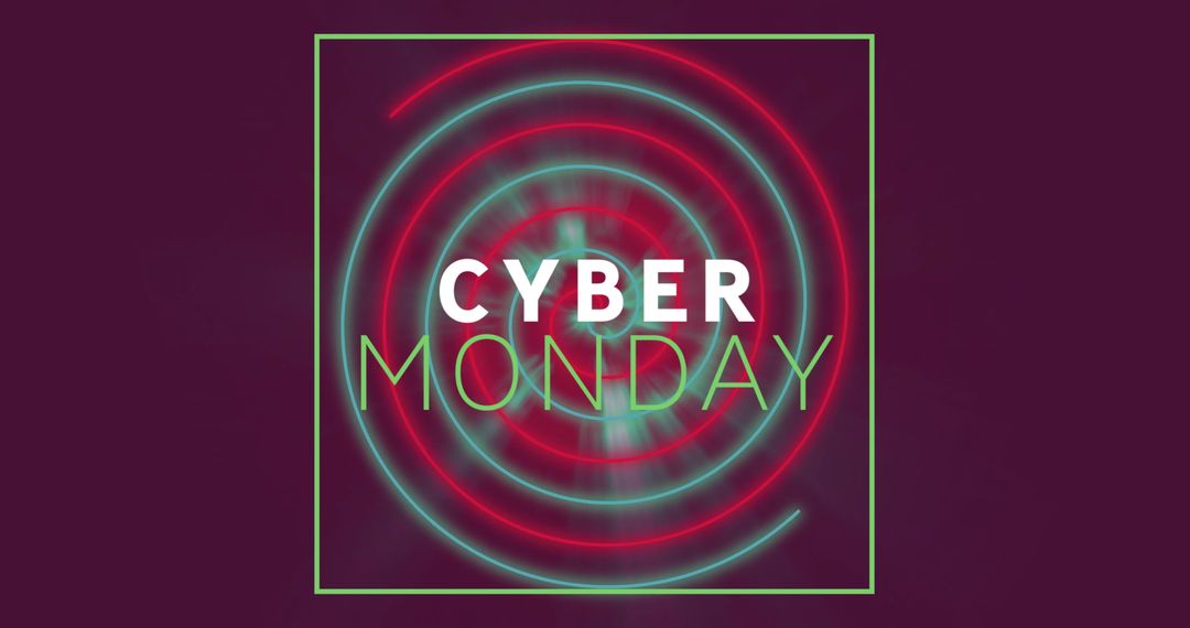 Neon Cyber Monday Ad with Glowing Concentric Circles