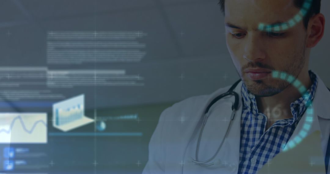 Doctor Analyzing Financial Healthcare Data Insights