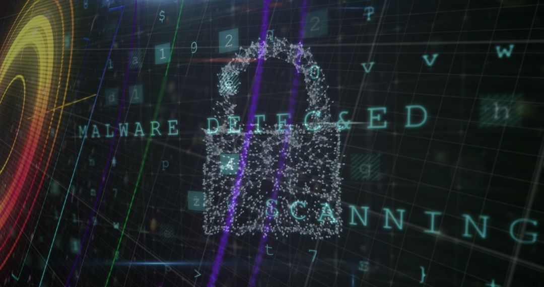 Digital Lock with Malware Detected Alert in Cybersecurity Interface