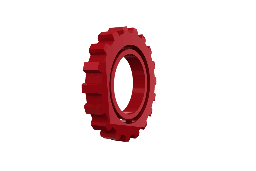 Transparent Red Gear Icon Symbolizing Engineering and Innovation